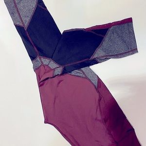 COPY - Women’s Burgundy, grey and black leggings.